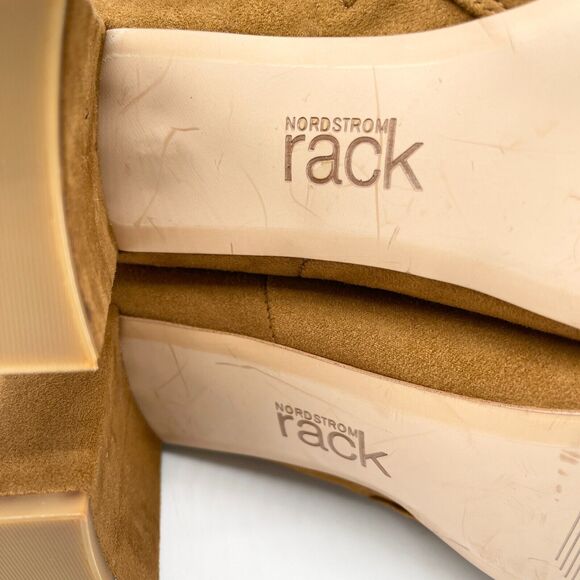 Nordstrom Rack Nala‎ Heeled Boot Womens 8.5 Square Toe Sueded Fabric Riding Fall - Picture 10 of 10